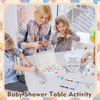 62 Pcs Baby Shower Blocks to Decorate Game Kit, 48 Blank White Wooden Blocks, 12 Markers, 1 Bodysuit-shaped Instruction Sign, 1 Box, Baby Shower Gender Reveal Activities for Guests - Image 5