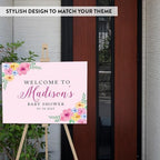 Andaz Press Personalized Large Canvas Baby Shower Welcome Sign, 16 x 20 Inches, Pink Spring Watercolor Florals, Guestbook Alternative, Custom Baby Shower Sign, for Floral Baby Shower, Baby Sprinkle - Image 3