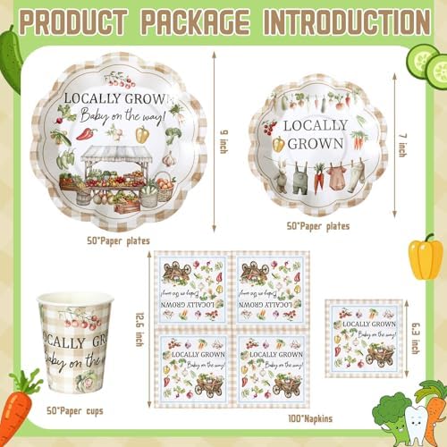 Newtay 250 Pcs Locally Grown Babyshower Disposable Paper Plates and Napkins - Image 5