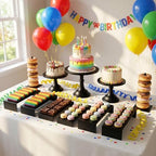 Black 11Pcs Metal Dessert Display Set Round Cake Stand Riser Platter by CBBZJY