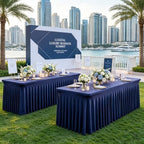 2 Packs Navy Blue Spandex Tablecloths for 4 Foot Rectangle Tables - Image 6