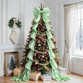 Big Satin Bow Coquette Room Decor, 16x79 Inch Large Christmas Bows for Birthday Decorations, Christmas Tree Topper, Girl Room Decor, Bachelorette, Wedding, Baby Shower, Front Door, Wreath (Green) by AERORIBOWEnjoyEveryDay