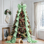 Big Satin Bow Coquette Room Decor, 16x79 Inch Large Christmas Bows for Birthday Decorations, Christmas Tree Topper, Girl Room Decor, Bachelorette, Wedding, Baby Shower, Front Door, Wreath (Green) by AERORIBOWEnjoyEveryDay