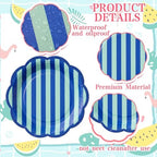 Domensi 60 Pcs Pastel Paper Plates for Party, Scalloped,Stripe,4 Color - Image 2