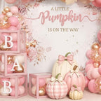 Yalikop Set of 4 Fall Pink Pumpkin Front Porch Decoration with Cute Bow - Image 6