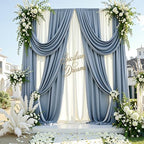 50ftx14FT Wrinkle Free Dusty Blue Backdrop Curtain for Wedding Parties - Image 3