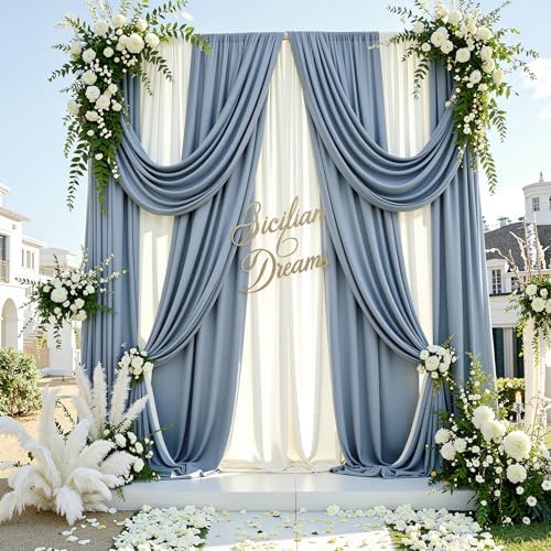 50ftx14FT Wrinkle Free Dusty Blue Backdrop Curtain for Wedding Parties - Image 3
