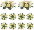 NUPTIO Small Flower Rings for Centerpieces: 9.05 Inch Champagne & White Candle Wreath 10 Pcs for Wedding Party Christmas Table Decorations - Spring Summer Front Door Porch Decor by Nuptio