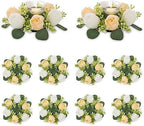 NUPTIO Small Flower Rings for Centerpieces: 9.05 Inch Champagne & White Candle Wreath 10 Pcs for Wedding Party Christmas Table Decorations - Spring Summer Front Door Porch Decor by Nuptio