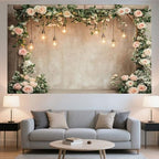 9x6ft Country Wedding Photography Backdrop Floral Rustic Roses Farmhouse Wooden Door Backdrop Pink Flower Birthday Baby Shower Wedding Bridal Party Banner Photo Booth Props Anniversary Background - Image 7