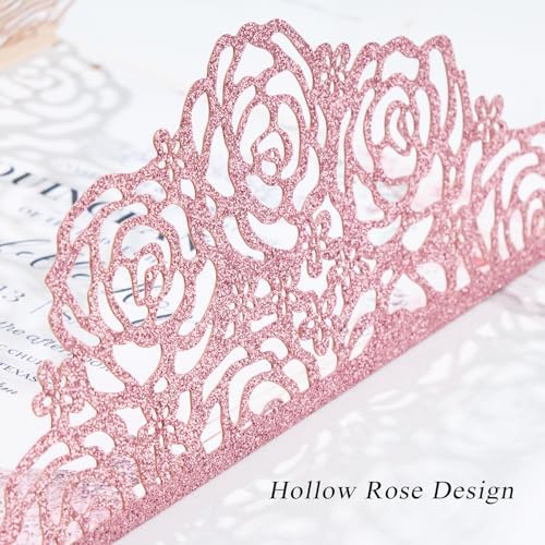 50PCS Pink Wedding Invitations Butterfly Laser Cut Invitation Blank Cards - Image 5