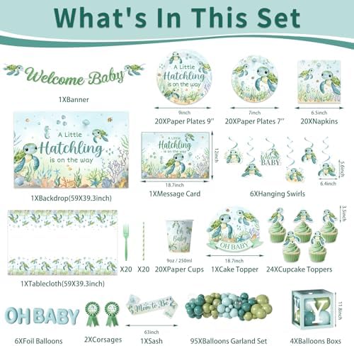 Under the Sea Baby Shower Decorations, Ocean Themed Party Supplies with Backdrop Balloons Tablecloth Plates Napkins Cake Topper for Sea You Soon Baby Shower, Under the Sea Decorations for 20 Guests - Image 6