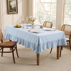 Romanstile Gingham Ruffled Tablecloth Rectangle, 60 x 120 Inch, Light Blue - Image 3