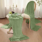 6 Pack Sage Green Cheesecloth Table Runner Boho Gauze Home Decor - Image 6