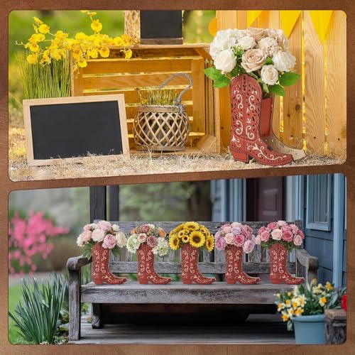Novabright 6 Pcs Wooden Centerpiece for Tables Western Cowboy Theme Baby Shower Decorations Tabletop Flower Boxes Party Favor for Birthday Gathering Family Celebration(Boots) - Image 6