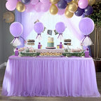 6ft Lavender Tulle Table Skirts for Rectangle Tables or Round Tables Lavender Ruffle Tutu Tablecloth for Girls Baby Shower Birthday Party Wedding Cake Dessert Table Decorations - Image 3