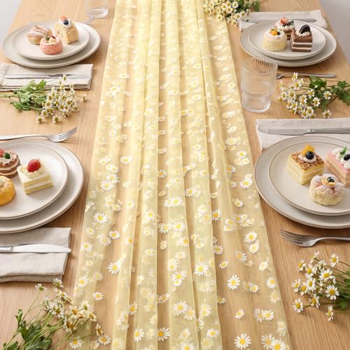 8 Pcs Yellow Daisy Table Runners 29 x 70 in Daisy Tablecloth - Image 5