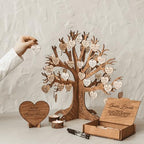 Wedding Guest Book Tree Alternative for Reception, Personalised Wooden Family Sign Tree with Hearts - Image 5