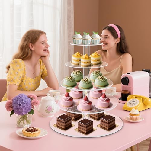 5 Tier Cupcake Stand, Large Round Acrylic Cupcake Tower for Wedding - Image 5