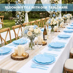 350 Pcs Light Blue Scalloped Disposable Plates Tableware Set for 50 Guests - Image 2