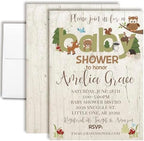 Custom Baby Shower Invites Woodland Themed Invitations 20 5x7 Personalized Ourdoors Theme Invitation Cards With Envelopes - Unique Cute Animal Baby Shower Cards by AmandaCreation