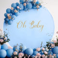 Gallety 7.2FT Baby Blue Round Backdrop Cover with Oh Baby Decal, Size Adjuster, Universal Fit for 5-7.2ft Circle Stand, Polyester Fabric Arch Cover for Wedding, Birthday Party, Photography Decor by Creativepartyuniquedecorat