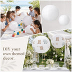 8 Pcs 16/30 Inch Large White Paper Lanterns Jumbo Hanging Party Decorations - Image 6