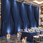 50x10FT Backdrop Curtains with Rod Pockets - Wrinkle Free Photo Stage Backdrop 10 Panels Curtains Drapes for Photography Wedding Party Baby Shower Decorations (Navy Blue) - Image 2