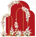 Set of 3 Metal Arch Backdrop Stands with Red Covers, 6/6.6/7.2FT by Laxwuqu