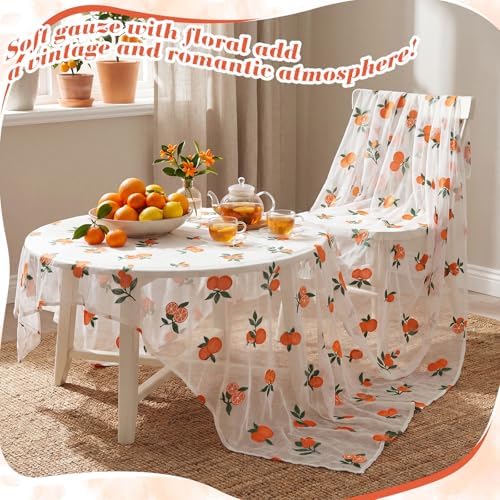 Mindsoft 3 Pcs Orange Cuties Table Runner, 10ft Tablecloth Little Cuties Baby Shower Decorations Gauze Embroidery Tulle Lace Runner Orange Fruit Decor for Table Wedding Birthday Bridal Baby Shower - Image 2
