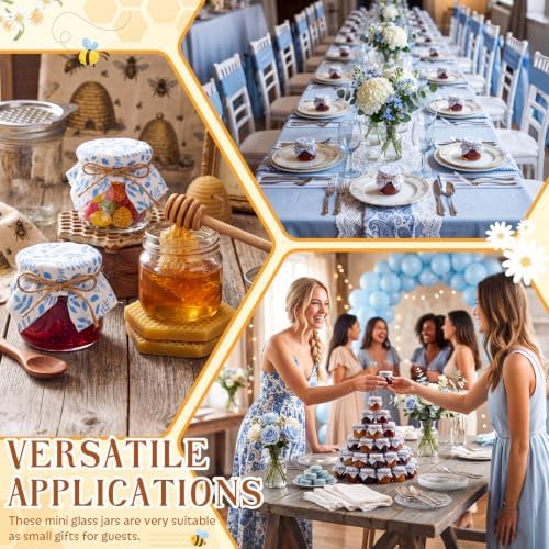 Funnymoom 24 Set Wedding Favor Jars, 1.7oz Mini Glass Jars with Lids,Blue - Image 6