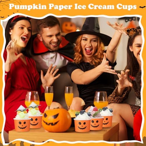 Honeydak 400pack 5oz Halloween Pumpkin Snack Cup Jack Lantern Ice Cream Cup - Image 6