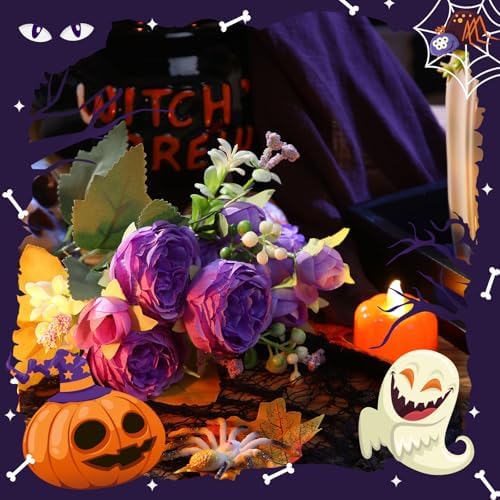 Geosar 8 Bundles Artificial Peonies Flowers,Black, Purple - Image 5