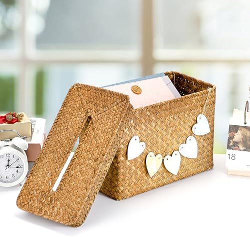 Hipiwe Handwoven Decorative Wedding Card Basket Wicker Card Receiving Box - Image 5