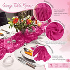 20 Pack Hot Pink Cheesecloth Table Runner, 17 x 108 Inches Boho Home Decor - Image 3