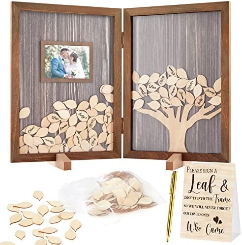 Gueevin 164 Pcs Tree of Life Wedding Guest Book, Wooden Tree Guest Book by Gueevin