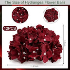 11.81 Inch Burgundy Hydrangea Flower Balls for Centerpieces - Image 2