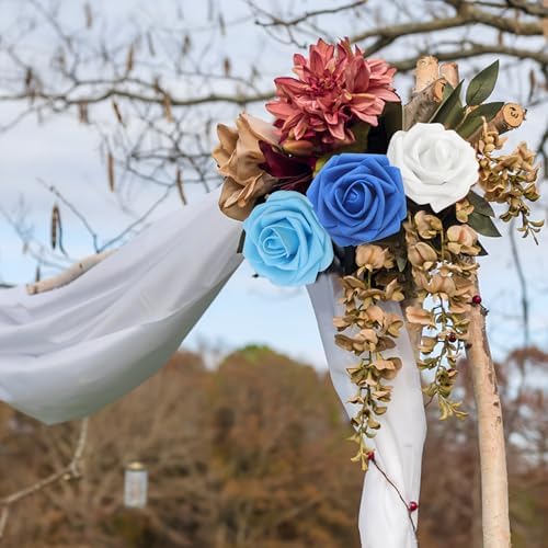 Artificial Flowers Realistic Roses, Real Looking Fake Roses with Stem for DIY Wedding Bouquets Centerpieces Bridal Shower Party Home Romantic Decorations (Shades of Blue, Regular 3" - 200pcs) - Image 7