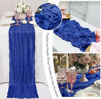 20 Packs Cheesecloth Table Runner 10FT Long Boho Gauze Fabric Table Runner Vintage Rustic Sheer Runners for Wedding Party Bridal Baby Shower Table Decorations (Royal Blue) - Image 2