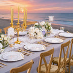 351-Piece White Plastic Plates & Gold Dinnerware Set for 50 Guests - Image 6