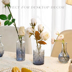 Glass Bud Vase Set of 16, Small Flower Vases, Glass Vases for Centerpieces, Vintage Home Table Decorations Bud Vases (16 Pcs, Blue) - Image 5