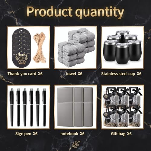 6 Sets Baby Shower Prizes for Men with 12 oz Coffee Cups Notebooks Towels Pens Thank You Cards Raffia Gift Bags Baby Shower Prizes for Game Winners - Image 6