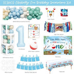 Party Inspo Ofishally One Birthday Decorations, 103 PCs - Gone Fishing 1st Birthday Party Supplies with Fish First Backdrop, Balloon Garland, Banners, Paper Lanterns, Poster - Image 2