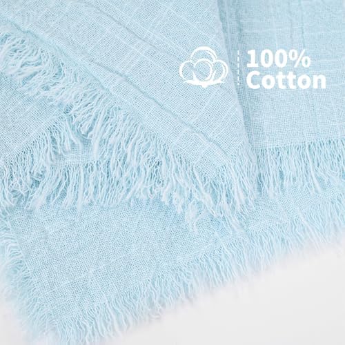 Showgeous 30 Pack Light Blue Cloth Napkins with Fringe, 16x16 inch - Image 4