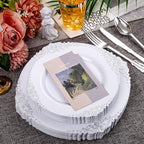 Hioasis 210 Pcs White Silver Plates for Party - Image 5
