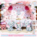 3Pcs Pink Elephant Baby Shower Decorations with Stakes & Stands, Waterproof Large Baby Elephant Cardboard Cutouts Standup Cartoon Birthday Party Indoor Outdoor Decor for Photo Booth Props - Image 6