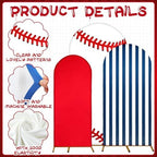 Foilswirl Baseball Theme Photo Background 4ft 5ft 6ft Spandex Arch Backdrop Cover for Photography Studio, Red Blue White Sports Backdrop for Photo Shoot Props - Image 6