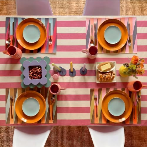 Tudomro Striped Tablecloth, Rectangle, Cedar Rose, Cream, 84'' X 60'' - Image 5