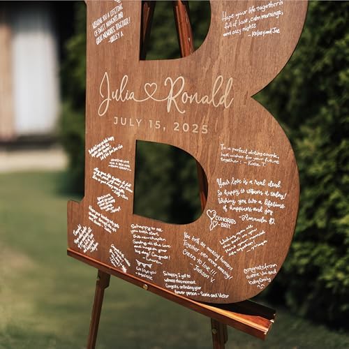 Wedding Guest Book Alternative Wooden Letter Personalized, Custom Initial Wedding Guest Book Alternative with Names | Wedding Guestbook for Guests to Sign, Letter Guest Book Wedding Reception - Image 5