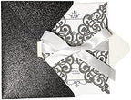 50Pcs Laser Cut Black Wedding Invitation With Glitter Envelopes And Ribbons Blank Personalized Card Invitaciones Para quinceañera Birthday Baby Shower Christmas Party Bridal Shower - Image 5